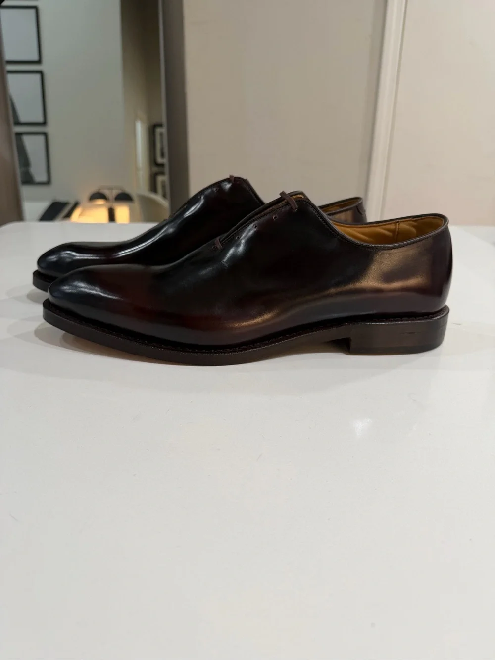 Allen Edmonds Dark Brown Leather Plain-Toe Derby Shoes